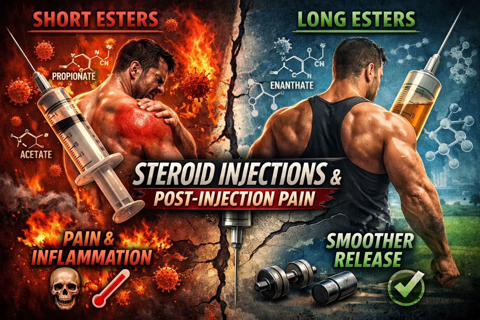 Compreendendo a Dor Pós-Injeção e a Farmacologia dos Ésteres na Melhora do Desempenho - Featured image for article about steroid education